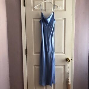Intermix Rachel silk long slip dress Blue spaghetti straps sz 2